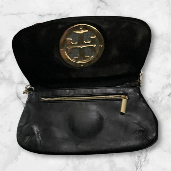 Tory Burch Black and Gold Clutch with Chain Strap - Picture 4 of 5